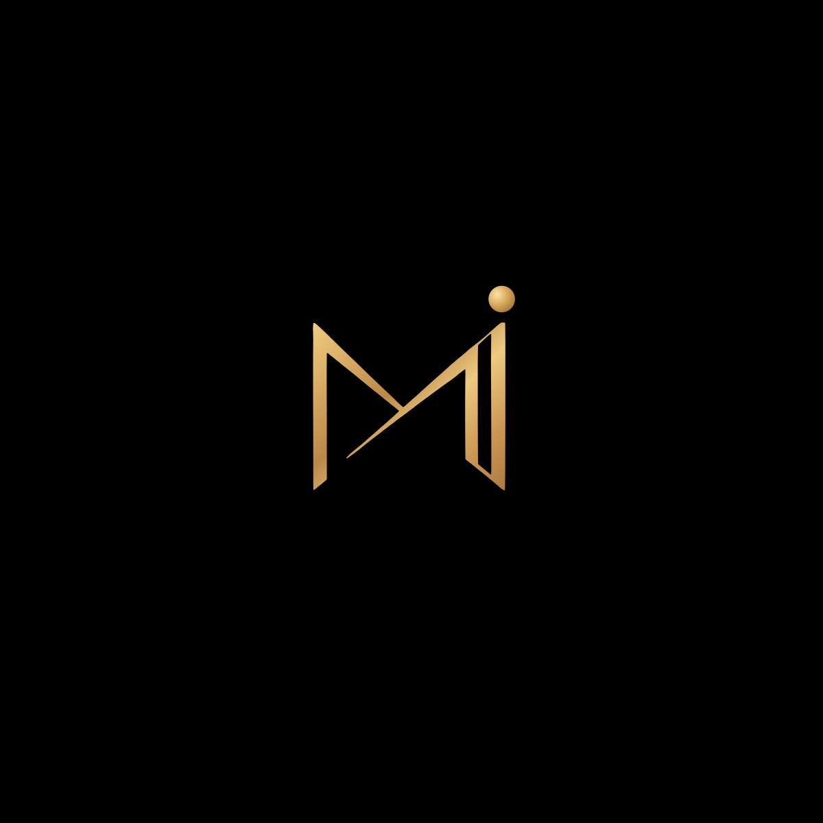 McCrawAI official logo, gold Mi mark, 1200 pixels